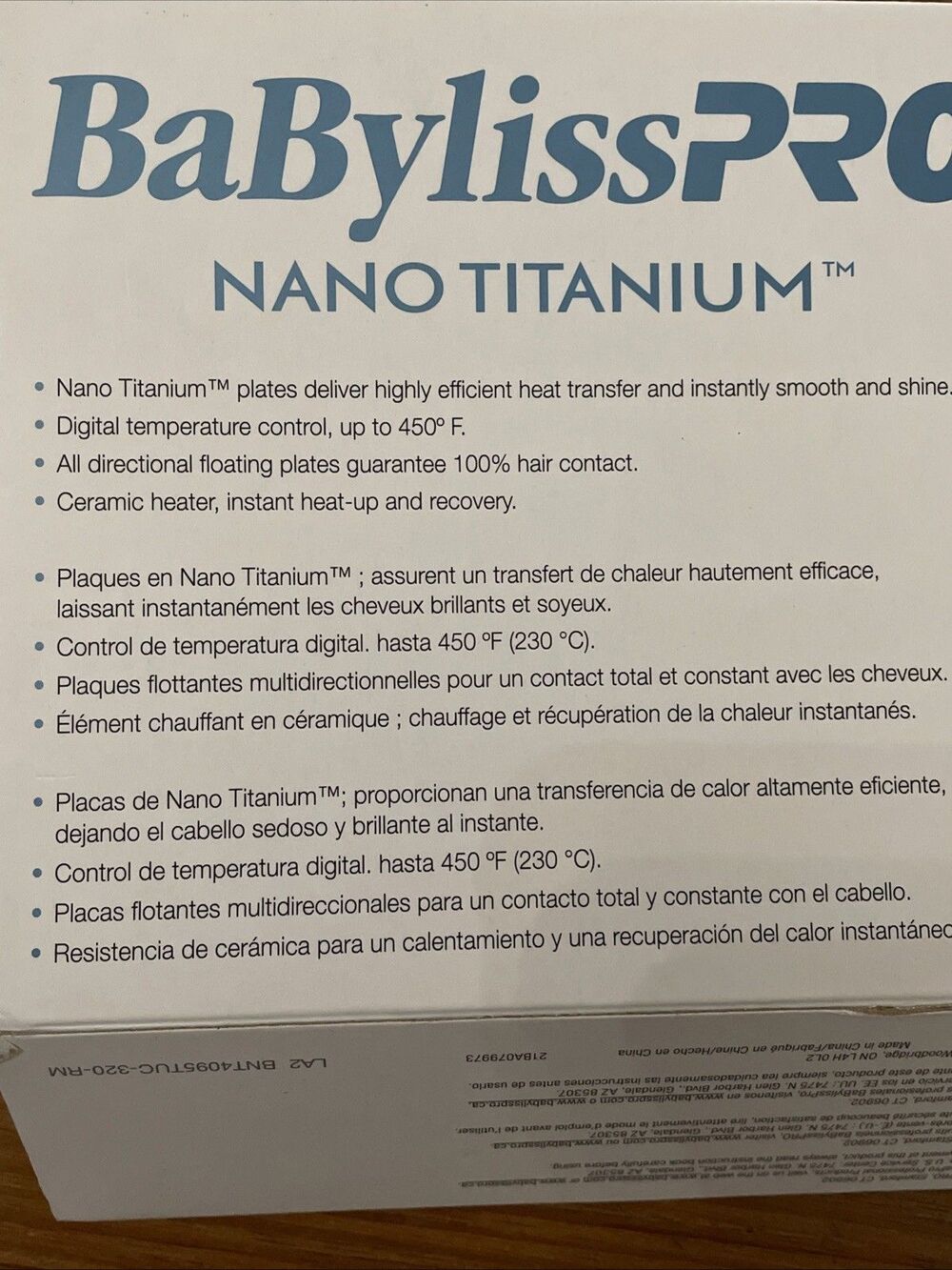BaBylissPRO Nano Titanium 1” Digital Flat Iron Hair Straightener Blue BNT4095TUC - Picture 12 of 13